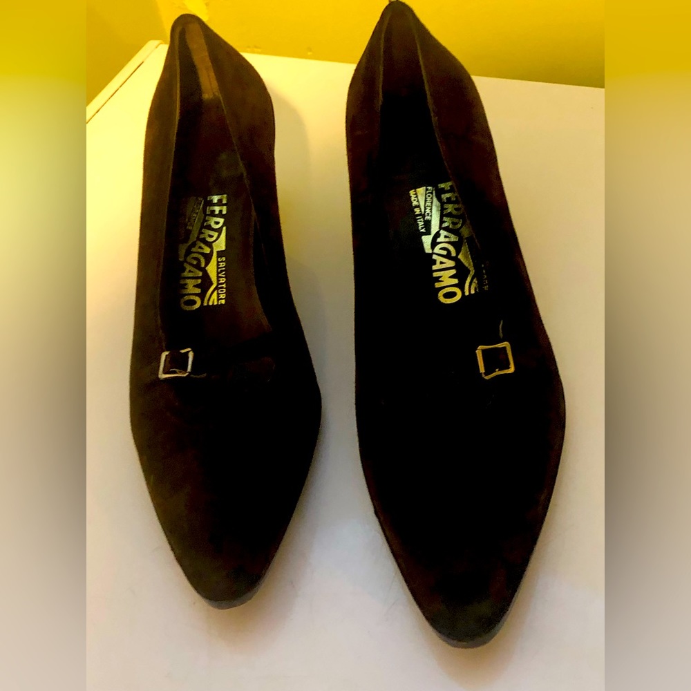 FERRAGAMO brown suede with 2” heel